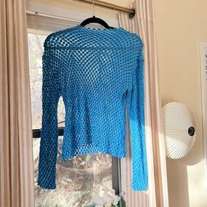 WndrKammer Blue Mesh Long Sleeve Top
